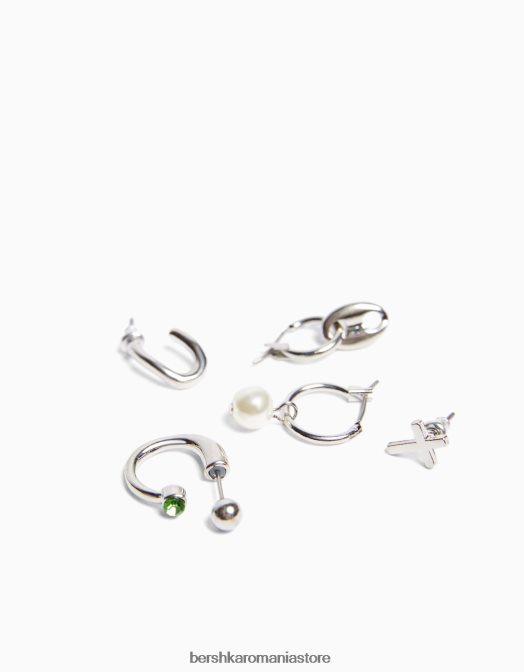 Bershka bărbați Pachet de 10 cercei cerc argint Z86D3671 accesorii