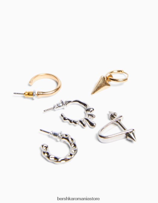 Bershka bărbați Pachet de 10 cercei cerc argint Z86D3671 accesorii