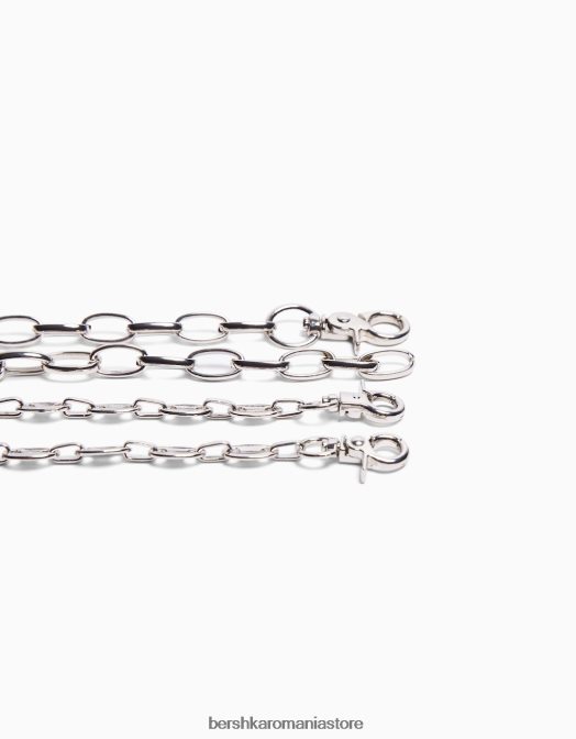 Bershka bărbați Pachet de 2 coliere cu lanț argint Z86D3663 accesorii