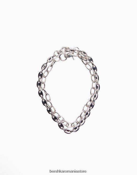 Bershka bărbați Pachet de 2 coliere cu lanț argint Z86D3663 accesorii