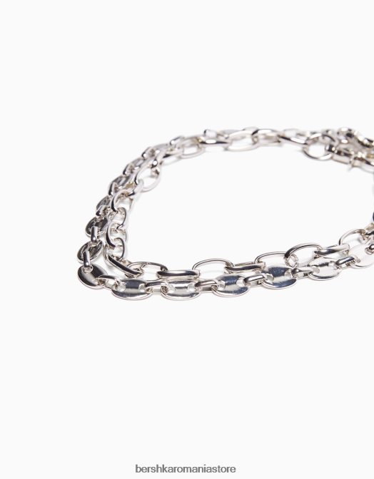 Bershka bărbați Pachet de 2 coliere cu lanț argint Z86D3663 accesorii