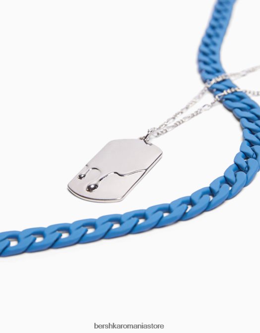 Bershka bărbați colier colorat cu etichetă albastru Z86D3684 accesorii