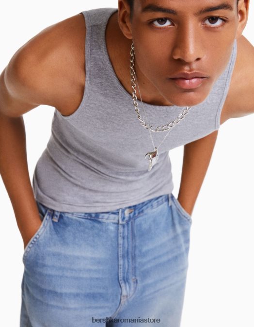 Bershka bărbați colier cu craniu argint Z86D3687 accesorii