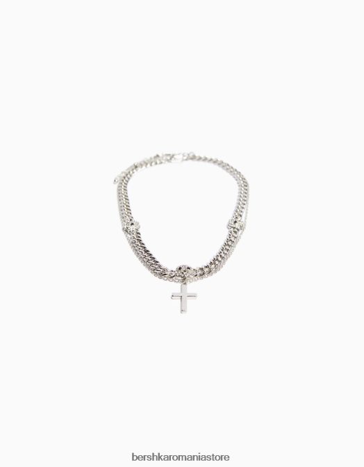 Bershka bărbați colier cu cruce de craniu argint Z86D3690 accesorii