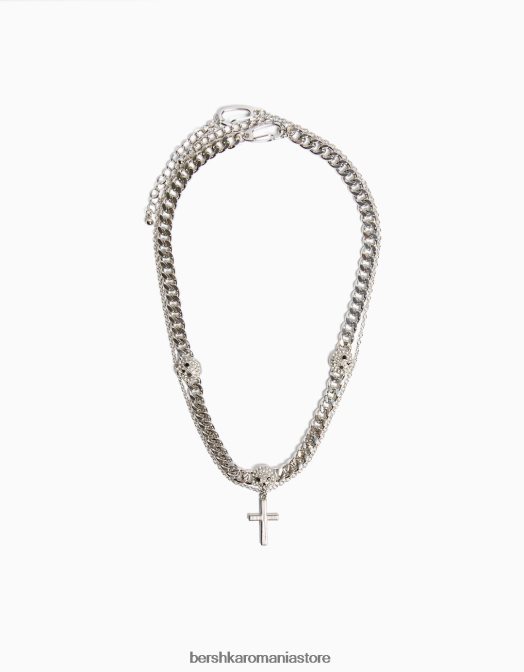 Bershka bărbați colier cu cruce de craniu argint Z86D3690 accesorii