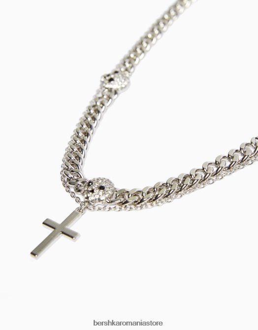 Bershka bărbați colier cu cruce de craniu argint Z86D3690 accesorii