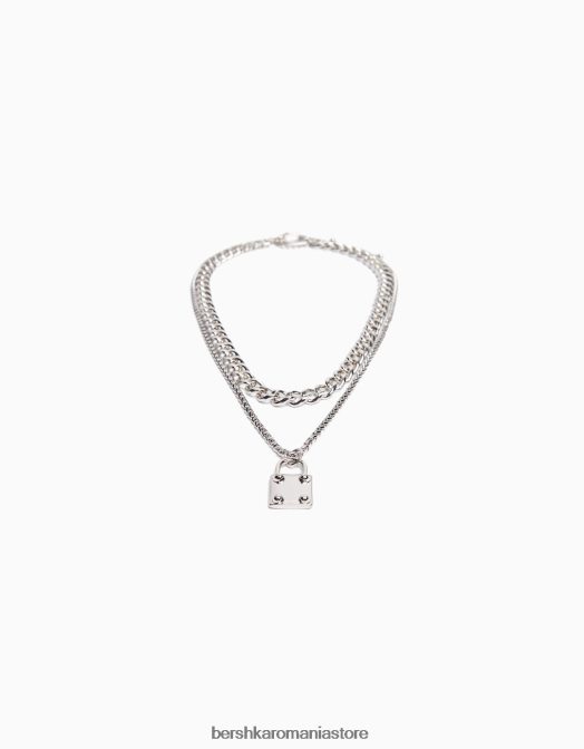Bershka bărbați colier cu lacăt argint Z86D3688 accesorii