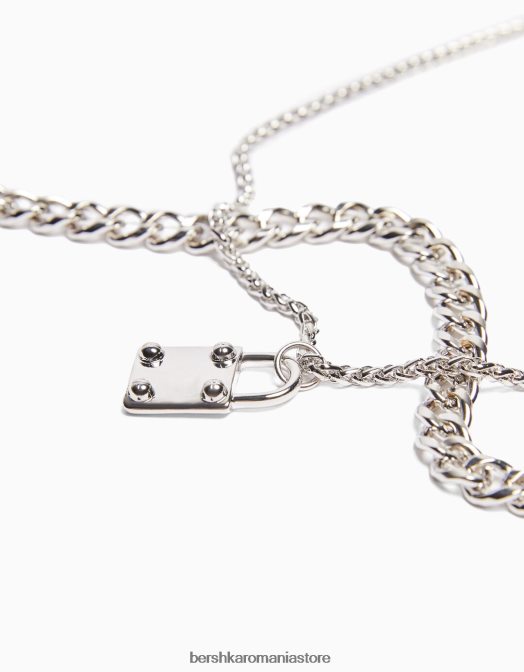 Bershka bărbați colier cu lacăt argint Z86D3688 accesorii