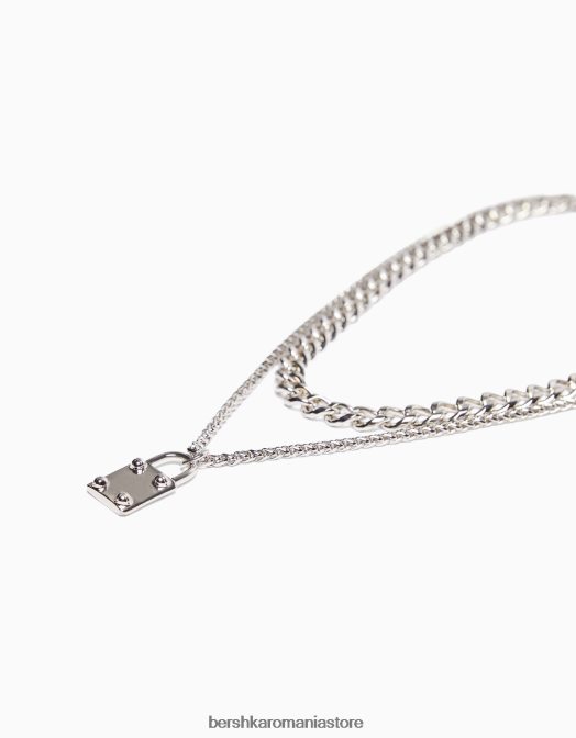 Bershka bărbați colier cu lacăt argint Z86D3688 accesorii