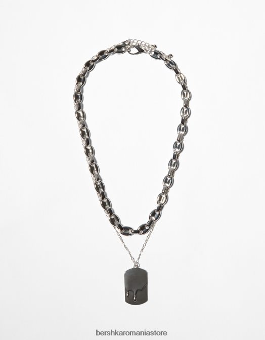 Bershka bărbați colier de etichetă argint Z86D3683 accesorii