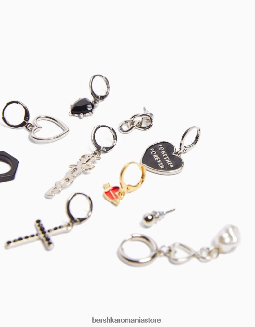 Bershka bărbați pachet 10 cercei de dragoste argint Z86D3668 accesorii