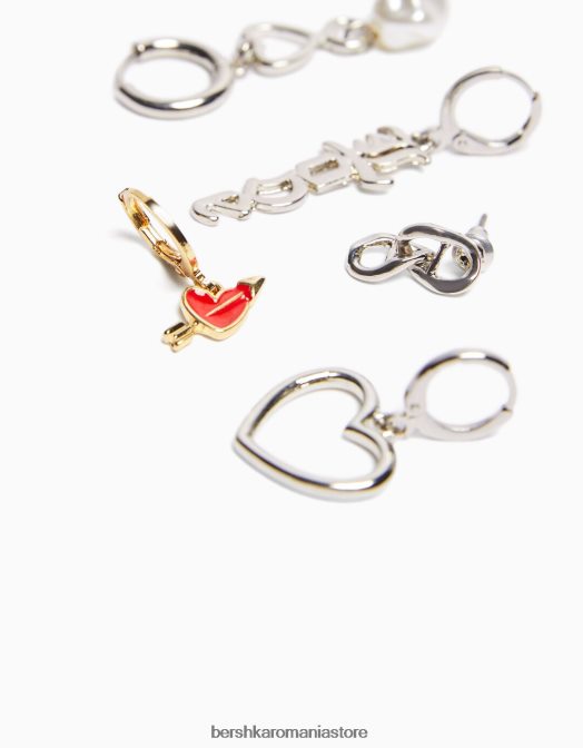 Bershka bărbați pachet 10 cercei de dragoste argint Z86D3668 accesorii