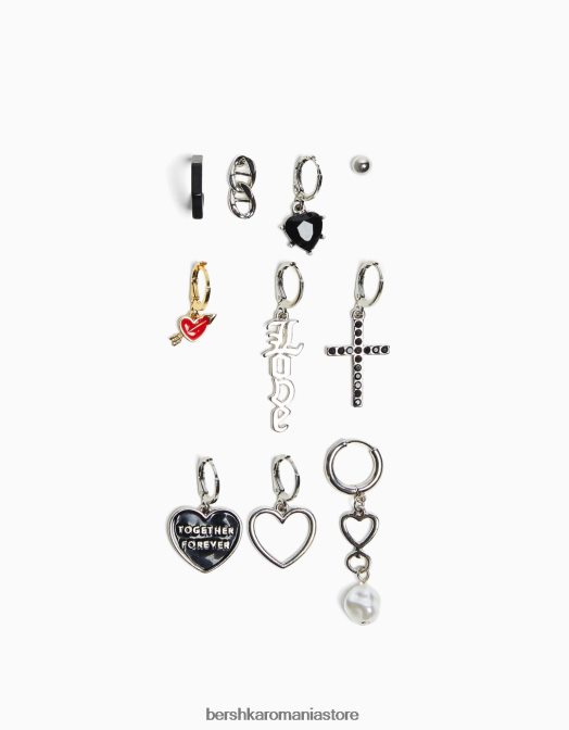 Bershka bărbați pachet 10 cercei de dragoste argint Z86D3668 accesorii