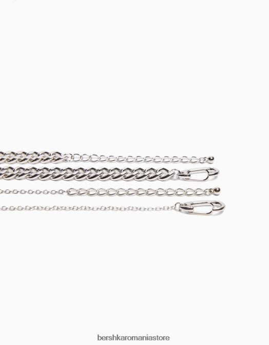 Bershka bărbați pachet 2 coliere cu inele argint Z86D3680 accesorii