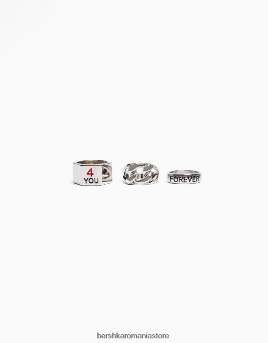 Bershka bărbați pachet 3 inele de dragoste argint Z86D3646 accesorii