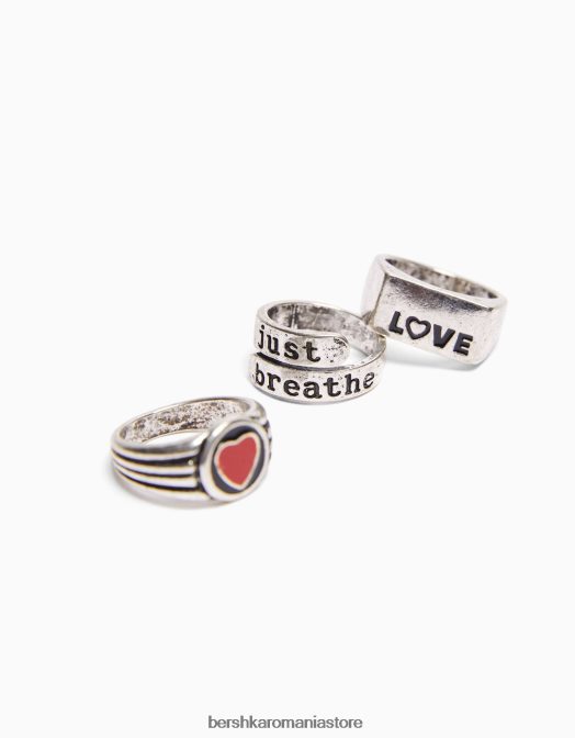 Bershka bărbați pachet 3 inele și colier argint Z86D3677 accesorii