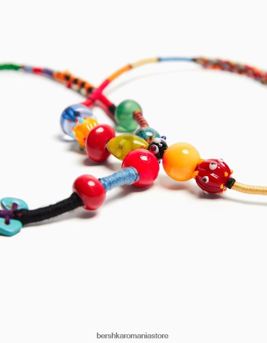 Bershka bărbați pachet de 2 coliere cu margele roșu Z86D3676 accesorii