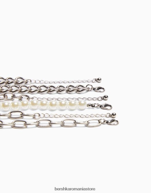 Bershka bărbați pachet de 3 brățări cu lanț de mărgele perle argint Z86D3648 accesorii
