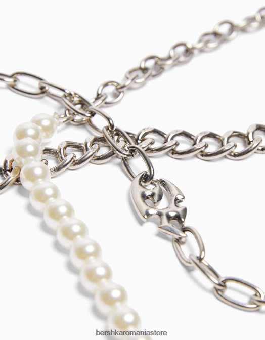 Bershka bărbați pachet de 3 brățări cu lanț de mărgele perle argint Z86D3648 accesorii