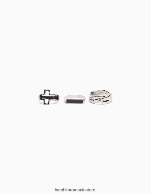 Bershka bărbați pachet de 3 inele innodate argint Z86D3649 accesorii