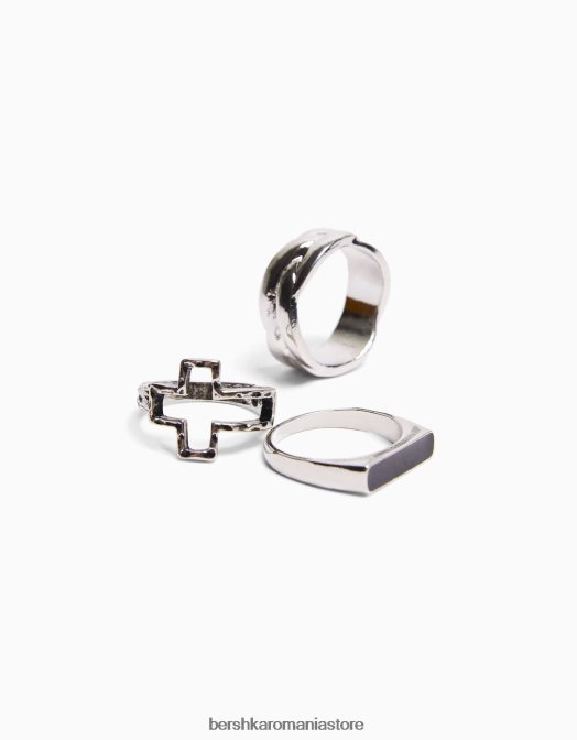 Bershka bărbați pachet de 3 inele innodate argint Z86D3649 accesorii