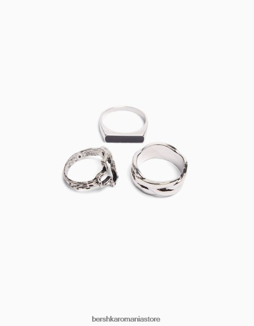 Bershka bărbați pachet de 3 inele innodate argint Z86D3649 accesorii