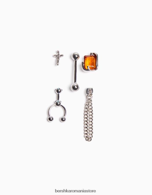 Bershka bărbați pachet de 5 cercei piercing argint Z86D3667 accesorii