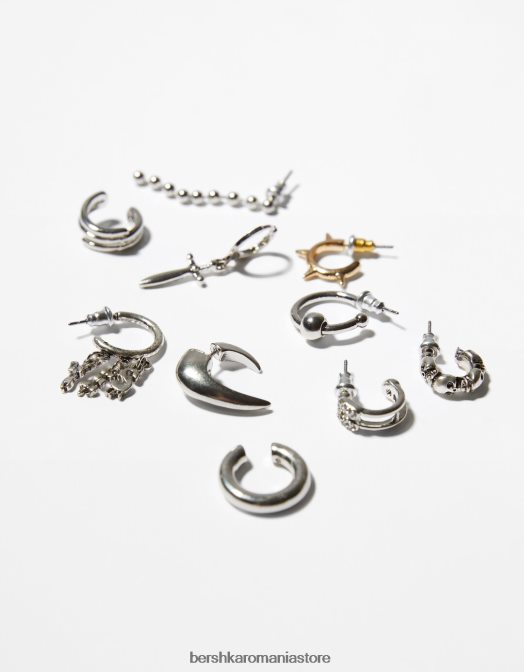 Bershka bărbați set de 10 cercei argint Z86D3669 accesorii