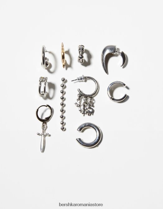 Bershka bărbați set de 10 cercei argint Z86D3669 accesorii