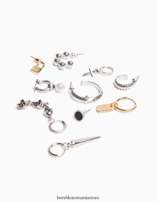 Bershka bărbați set de 10 cercei cruce argint Z86D3670 accesorii