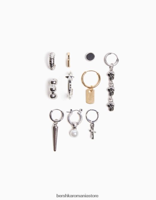 Bershka bărbați set de 10 cercei cruce argint Z86D3670 accesorii