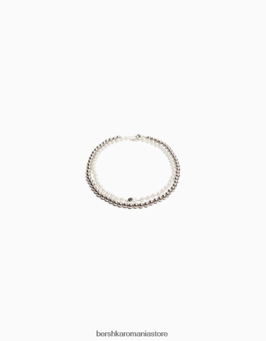 Bershka bărbați set de 2 coliere de margele de perle gri Z86D3673 accesorii