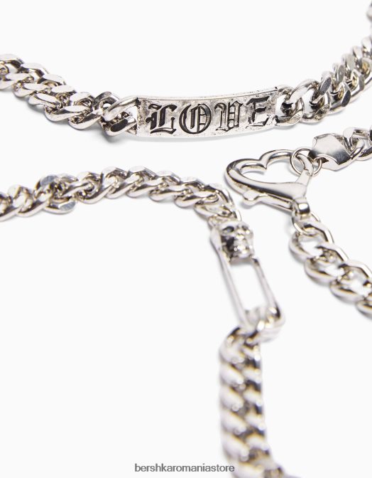 Bershka bărbați set de 3 bratari cu lant argint Z86D3655 accesorii