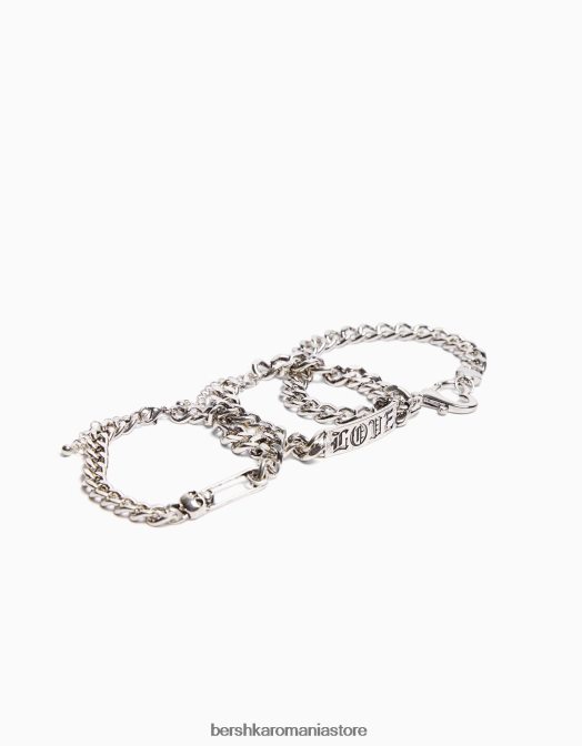 Bershka bărbați set de 3 bratari cu lant argint Z86D3655 accesorii