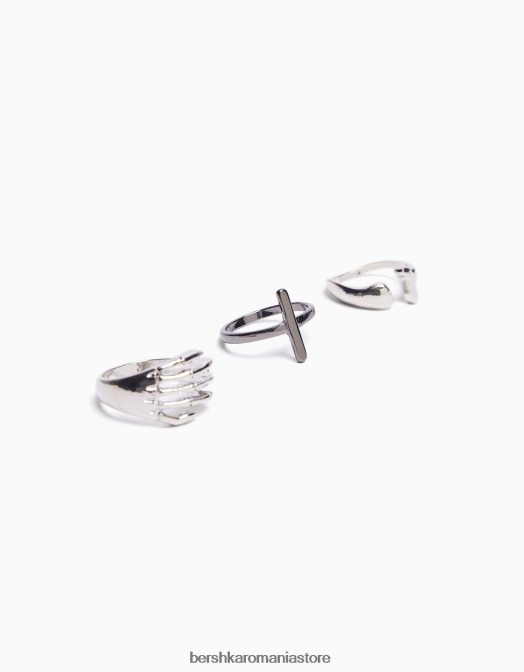 Bershka bărbați set de 3 inele argint Z86D3650 accesorii