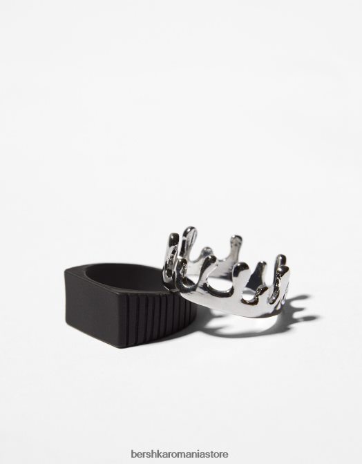 Bershka bărbați set de 3 inele argint Z86D3660 accesorii