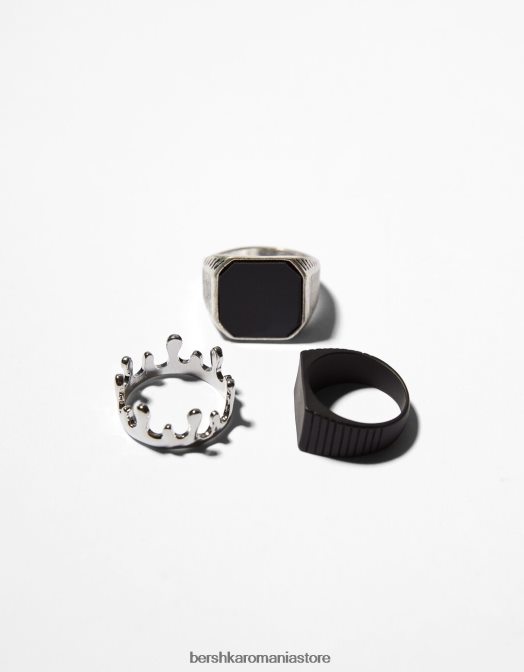 Bershka bărbați set de 3 inele argint Z86D3660 accesorii