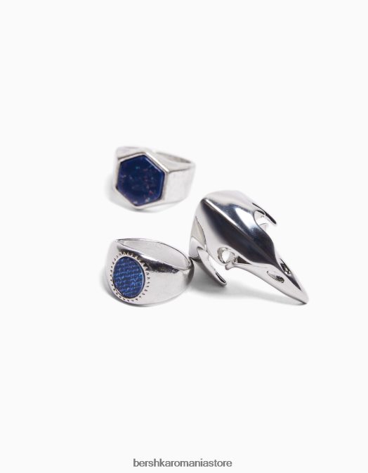 Bershka bărbați set de 3 inele cu strass argint Z86D3659 accesorii