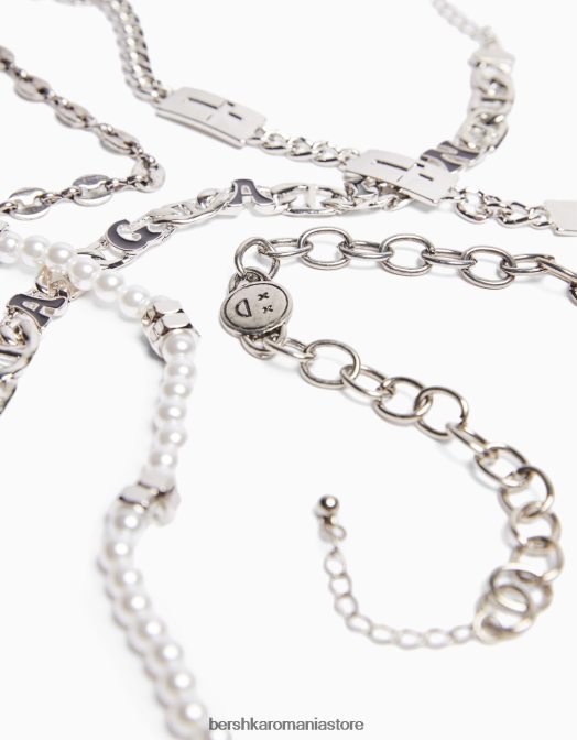 Bershka bărbați set de 5 bratari din perle artificiale alb Z86D3657 accesorii