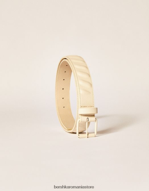 Bershka bărbați centura din imitatie de piele cremă Z86D3633 accesorii