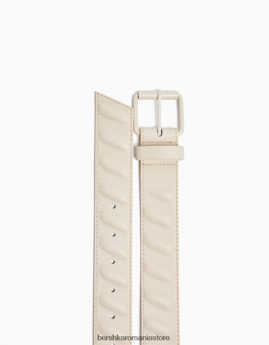 Bershka bărbați centura din imitatie de piele cremă Z86D3633 accesorii