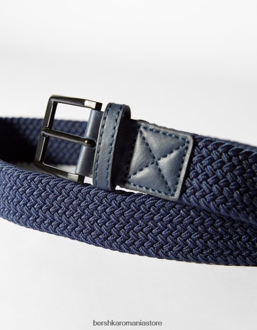 Bershka bărbați centura din imitatie de piele impletita marina Z86D3644 accesorii