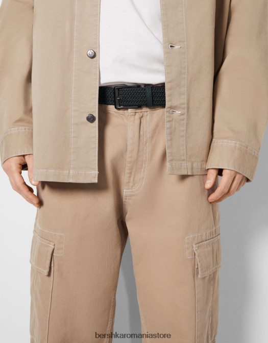 Bershka bărbați centura din imitatie de piele impletita negru Z86D3627 accesorii