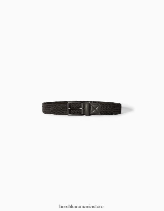 Bershka bărbați centura din imitatie de piele impletita negru Z86D3630 accesorii