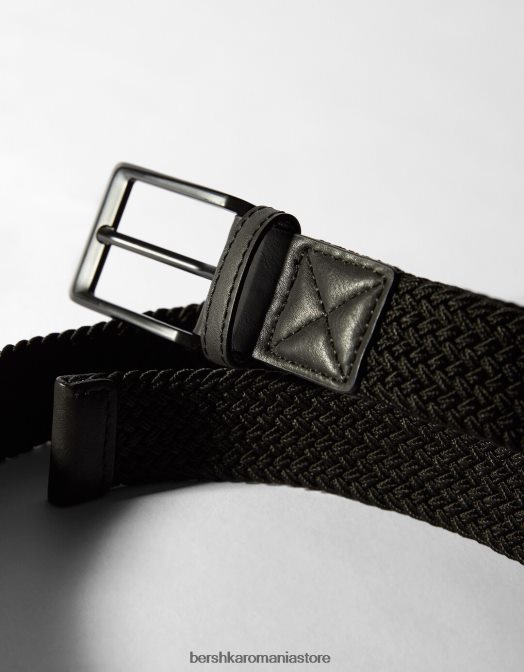 Bershka bărbați centura din imitatie de piele impletita negru Z86D3630 accesorii