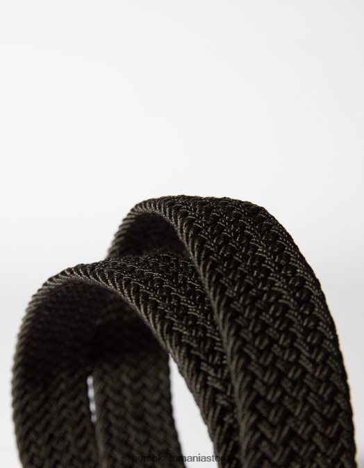 Bershka bărbați centura din imitatie de piele impletita negru Z86D3630 accesorii