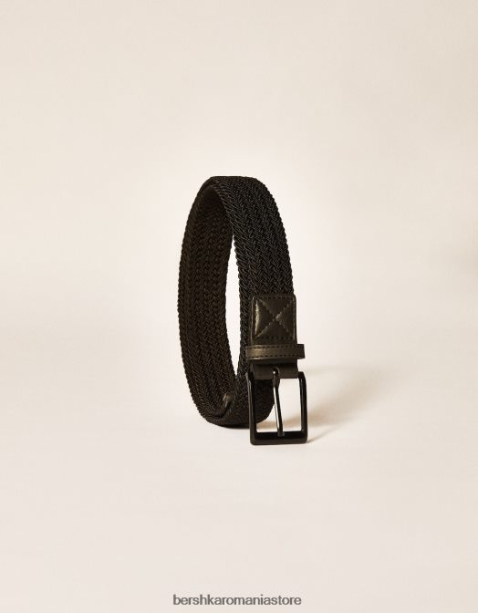 Bershka bărbați centura din imitatie de piele impletita negru Z86D3630 accesorii