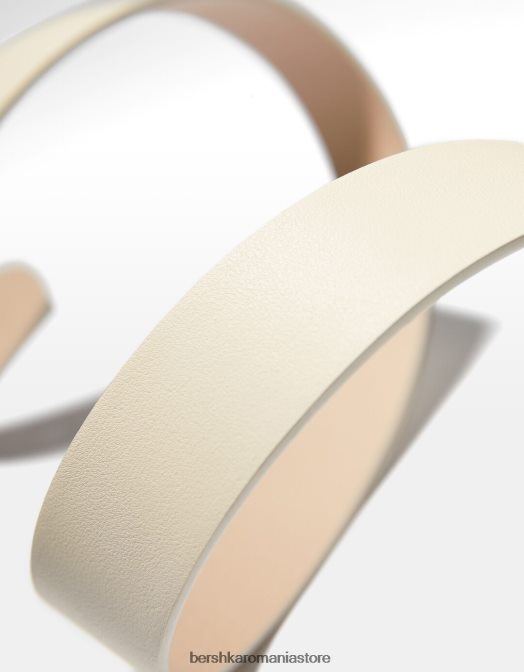 Bershka bărbați centura lata din imitatie de piele cremă Z86D3631 accesorii