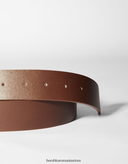 Bershka bărbați centura lata din imitatie de piele maro Z86D3636 accesorii