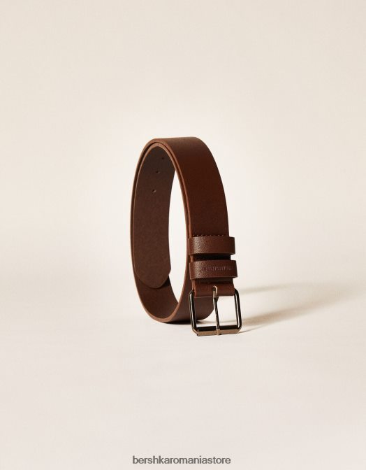 Bershka bărbați centura lata din imitatie de piele maro Z86D3636 accesorii
